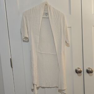 Cache Cream Ribbed Open-Front Cardigan